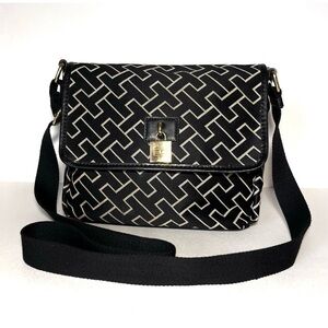 Tommy Hilfiger Crossbody Monogram Bag Black/beige Gold Hardware